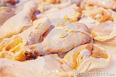 A close-up of drumsticks sold in the shopping market Stock Photo