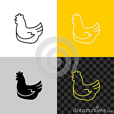 Chicken line style icon. Sitting hen silhouette. Vector Illustration