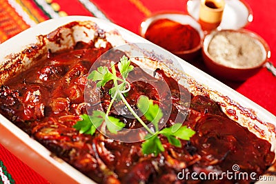 Chicken liver casserole Stock Photo