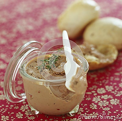 Chicken liver mousse with raisins Stock Photo