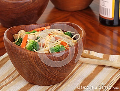 Chicken Lo Mein Meal Stock Photo