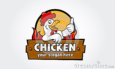 Chicken Logo Cartoon Character. Vector Illustration