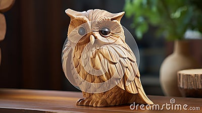 Intricate Owl Statue With Luminous Quality And Detailed Craftsmanship Stock Photo