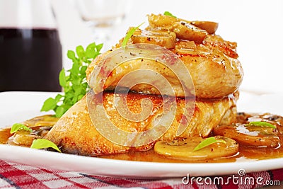 Chicken Marsala Italian Food Stock Photo