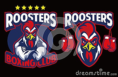 Chicken mascot of boxing club Vector Illustration