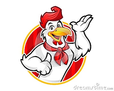 Chicken mascot or chicken character, suitable for restaurant bus Vector Illustration