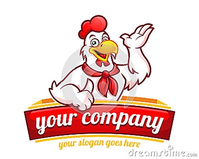 Chicken mascot or chicken character, suitable for restaurant bus Vector Illustration