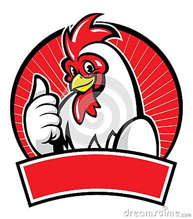 Chicken mascot with thumb up Vector Illustration