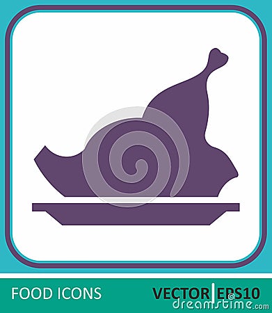 Chicken meat, fried chicken. Vector Icon. Simple vector illustration for graphic and web design. Vector Illustration