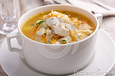 Chicken meatball soup Stock Photo