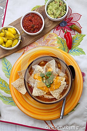 Chicken Nacho Soup Stock Photo