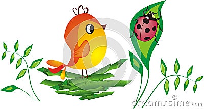 Chicken on a nest Vector Illustration