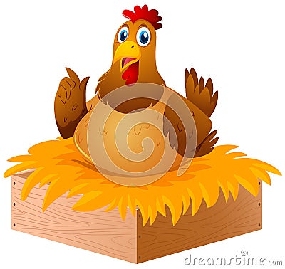 Chicken in the nest Vector Illustration