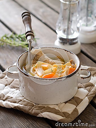 Chicken noodle soup Stock Photo