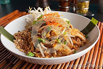 Chicken Pad Thai Stock Photo