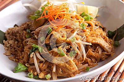 Chicken Pad Thai Stock Photo