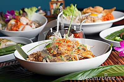 Chicken Pad Thai Stock Photo