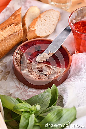 Chicken pate with cranberry jelly Stock Photo
