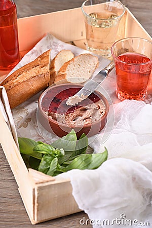 Chicken pate with cranberry jelly Stock Photo