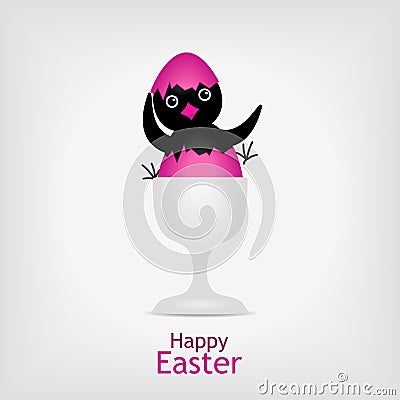 Chicken in pink easter egg Vector Illustration