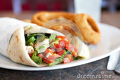 Chicken Pita Wrap Sandwich Stock Photo