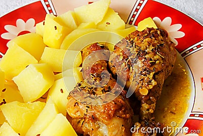 Chicken and potatoes Stock Photo