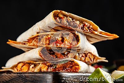 Chicken quesadillas with paprika and cheese Stock Photo