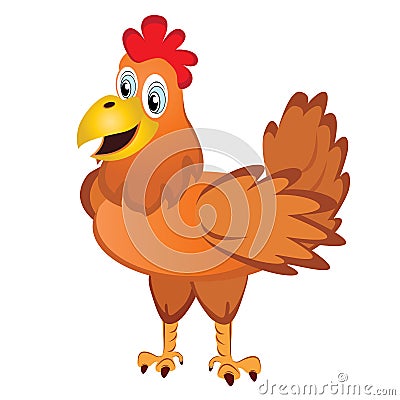 Chicken. Red Rooster symbol by Chinese calendar on white background. Vector Illustration