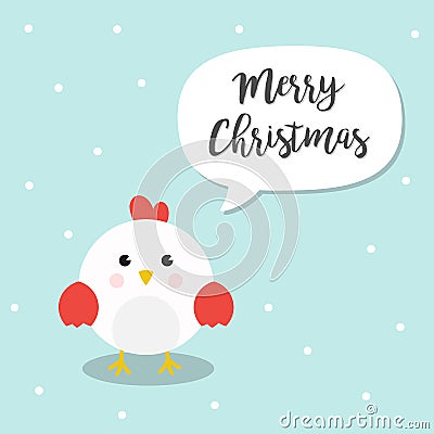 Chicken/Rooster cartoon character. Cute Chicken Flat design Vector illustration for Merry Christmas and Happy New Year invitation Vector Illustration