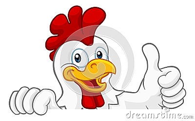 Chicken Rooster Cockerel Bird Cartoon Character Vector Illustration