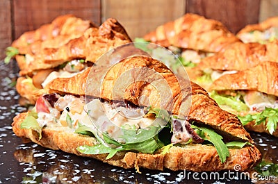 Chicken salad croissant sandwich Stock Photo