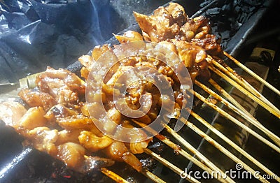 The Chicken Satay or Sate Ayam from Indonesia Stock Photo