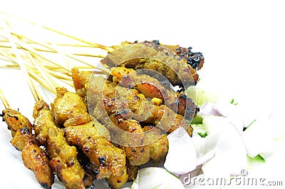 Chicken satay. Traditional Malay food Stock Photo