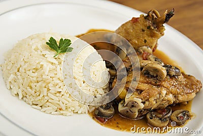 Chicken Saute Chasseur Stock Photo