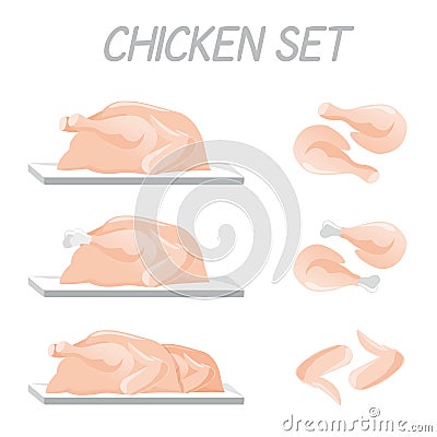 Chicken meat set menu ecological delicious Vector Illustration