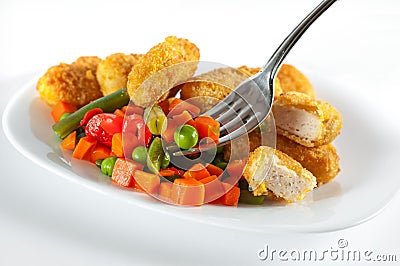 Chicken with side-dish Stock Photo