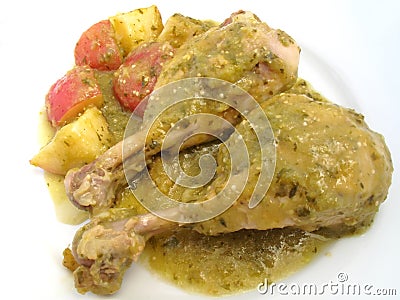 Chicken in Spicy Tomatillo Sauce Stock Photo