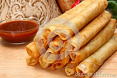 Chicken Taquitos Stock Photo