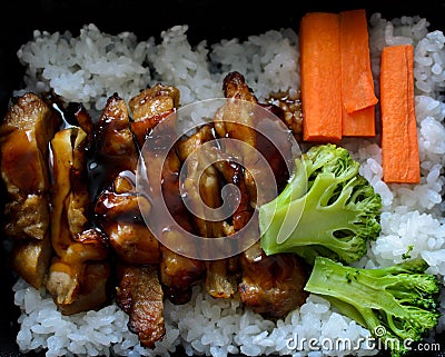 Chicken teriyaki with rice Stock Photo