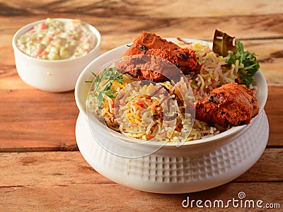 Chicken Tikka Biryani Stock Photo