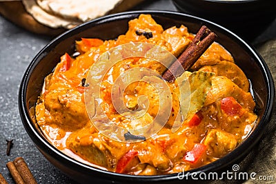 Chicken tikka masala with rice. Stock Photo