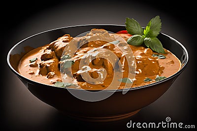 Chicken tikka masala in a bowl on a black background Stock Photo