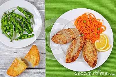 Chicken turkey cutlet and carrot salad Stock Photo