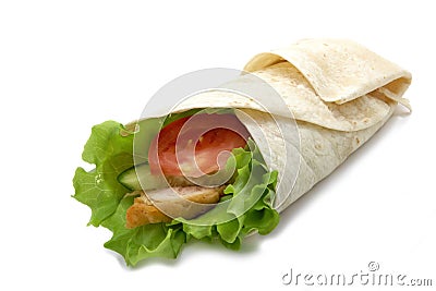 Chicken twister with vegetables Stock Photo