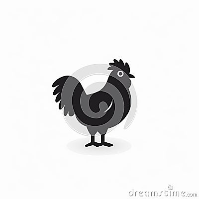 Black Rooster Icon: Subtle Gradients On White Background Stock Photo