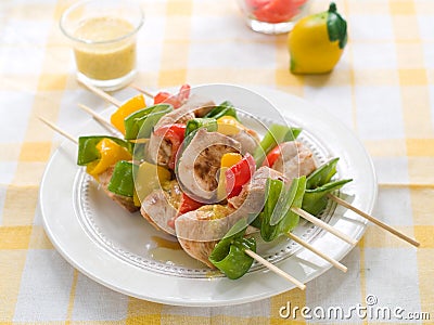 Chicken and vegetable kebab Stock Photo