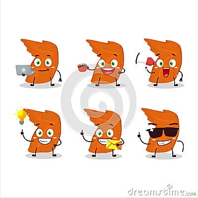 Chicken wings cartoon character with various types of business emoticons Cartoon Illustration