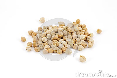 Chickpea beans or chana on white background, isola Stock Photo