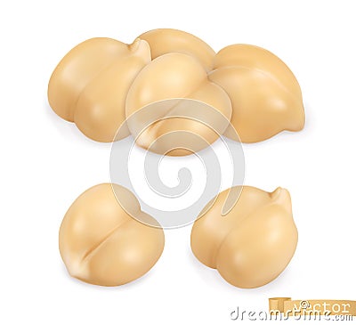 Chickpea, gram. 3d realistic vector Vector Illustration