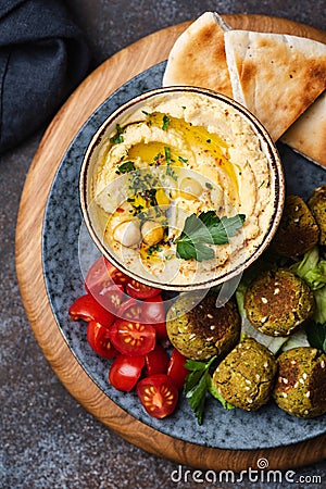 Chickpea Hummus and Falafel Stock Photo